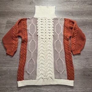 Nancy Heller Sweater Women M Multicolor Cotton Mixed Cable Knit Vintage Boho VTG